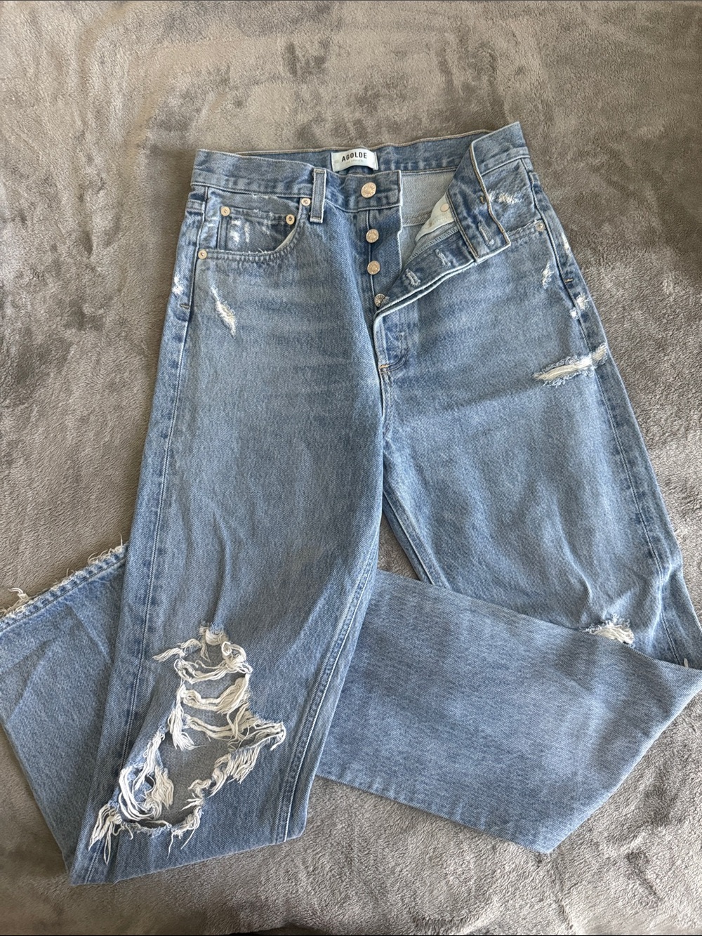 AGOLDE Light Blue Distressed High-Waist Women’s Jeans